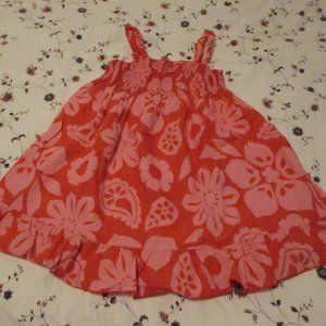 Carter's Smocked Orange/Pink Floral Summer Dress with Ruffles for Little Girls